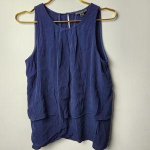 J. Crew Women's Size 2 Navy Blue Tiered Crepe Sleeveless Tank Top Blouse